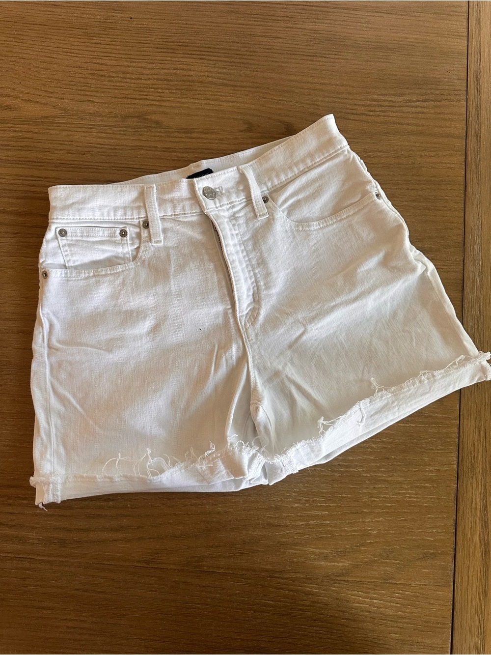 NWOT J.Crew White Denim Cutoff Jean Shorts Raw Hem Size 26
